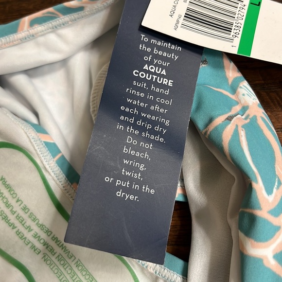 Aqua Couture Ladies Floral Prints Blue High Waisted Bikini Swim Bottom Size L - Picture 10 of 12